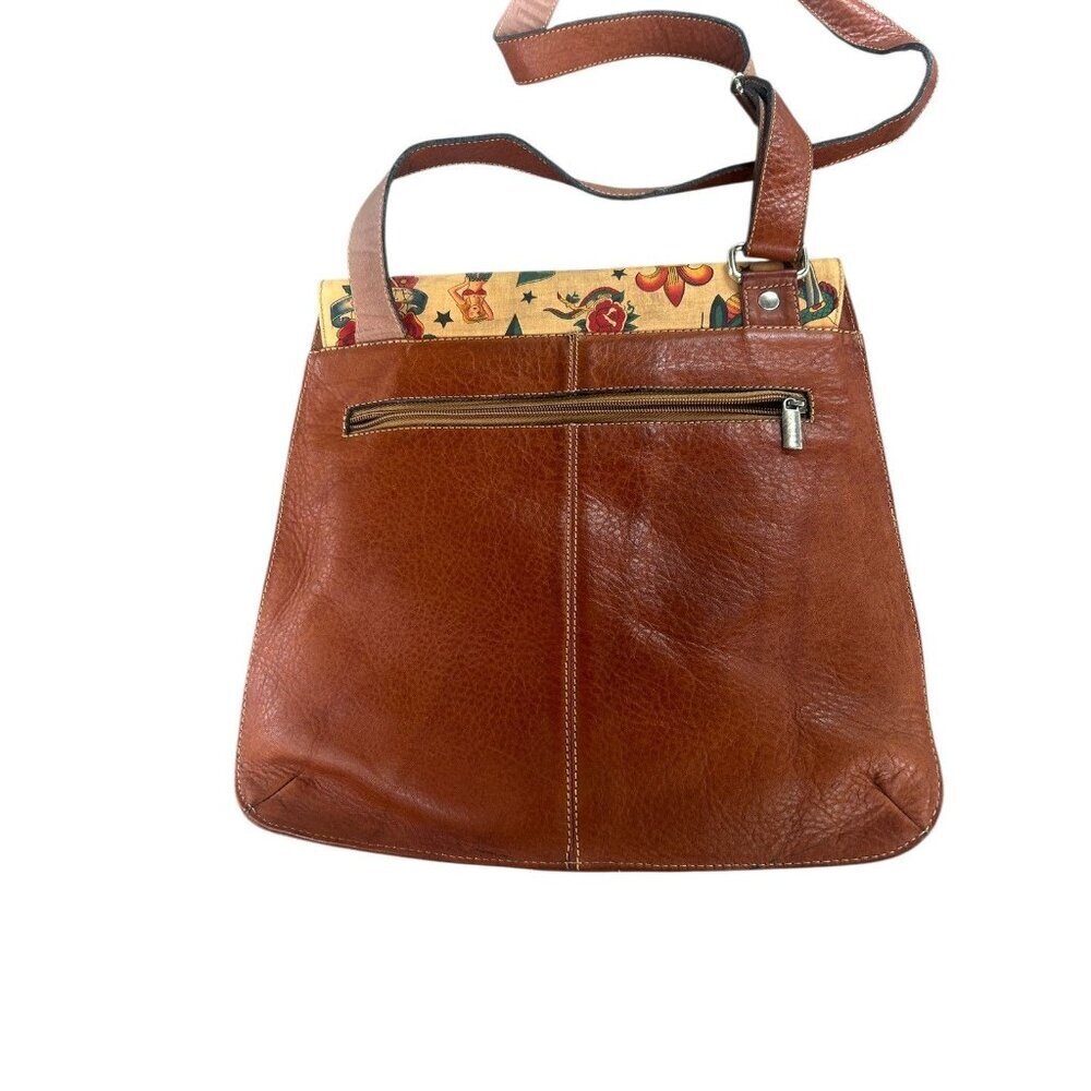 D'Luciano Leather and Canvas Graphic Snake Skull Heart Mermaid Crossbody Purse - Picture 2 of 9